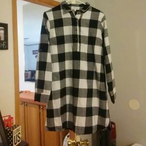 Black and white plaid shirt dress